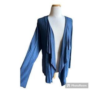 Eileen Fisher navy waterfall open front cardigan sweater 3X